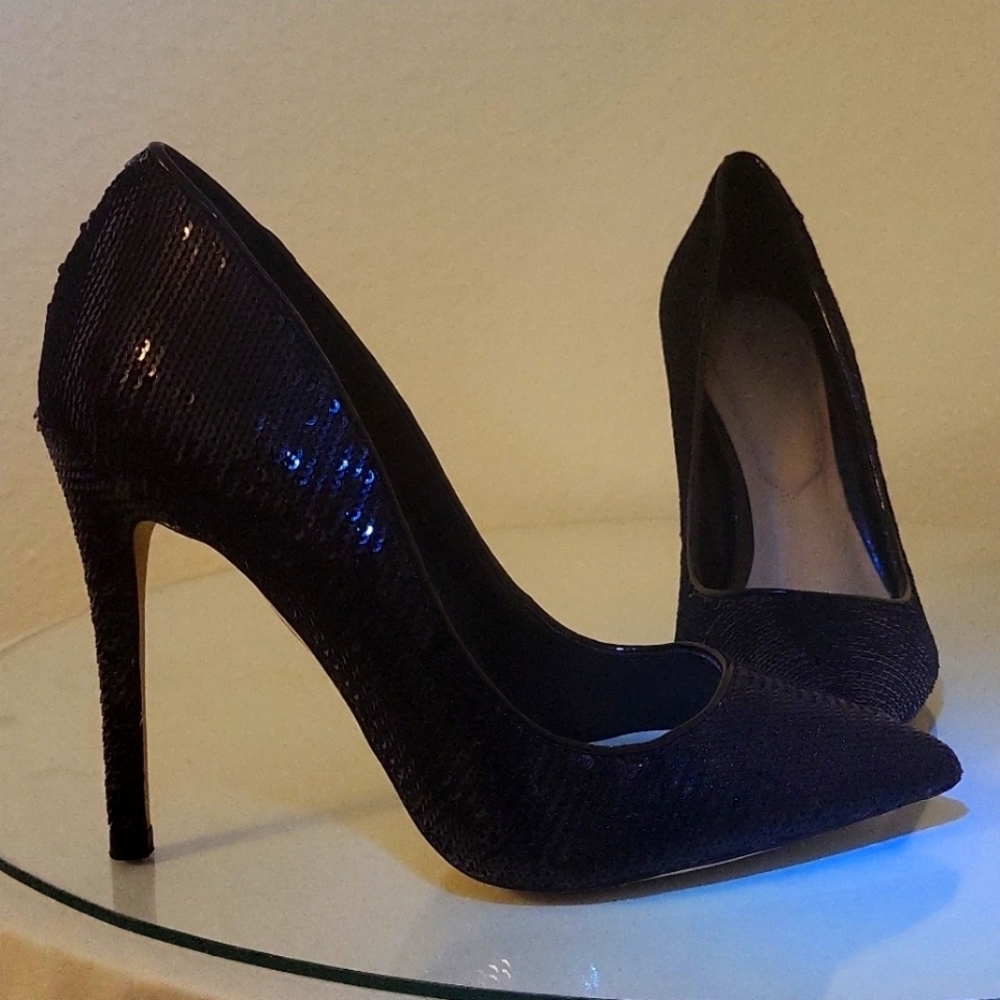 GORGEOUS black sequin heels